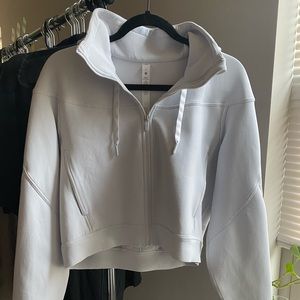 Light Gray Lululemon Cropped Zip Up Hoodie